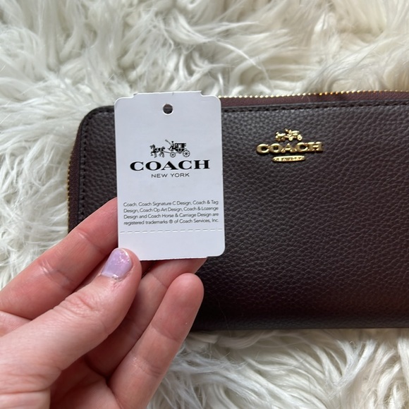 Coach Oxblood Pebbled Leather F16612 Plum Purple Maroon Accordion Zip Wallet 🍇 - Picture 13 of 13